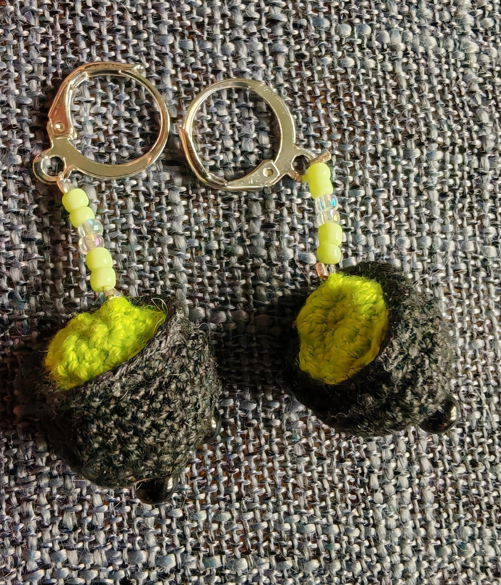 Bubbling Cauldron Earrings - Handmade Crochet Witchy Dangle Earrings