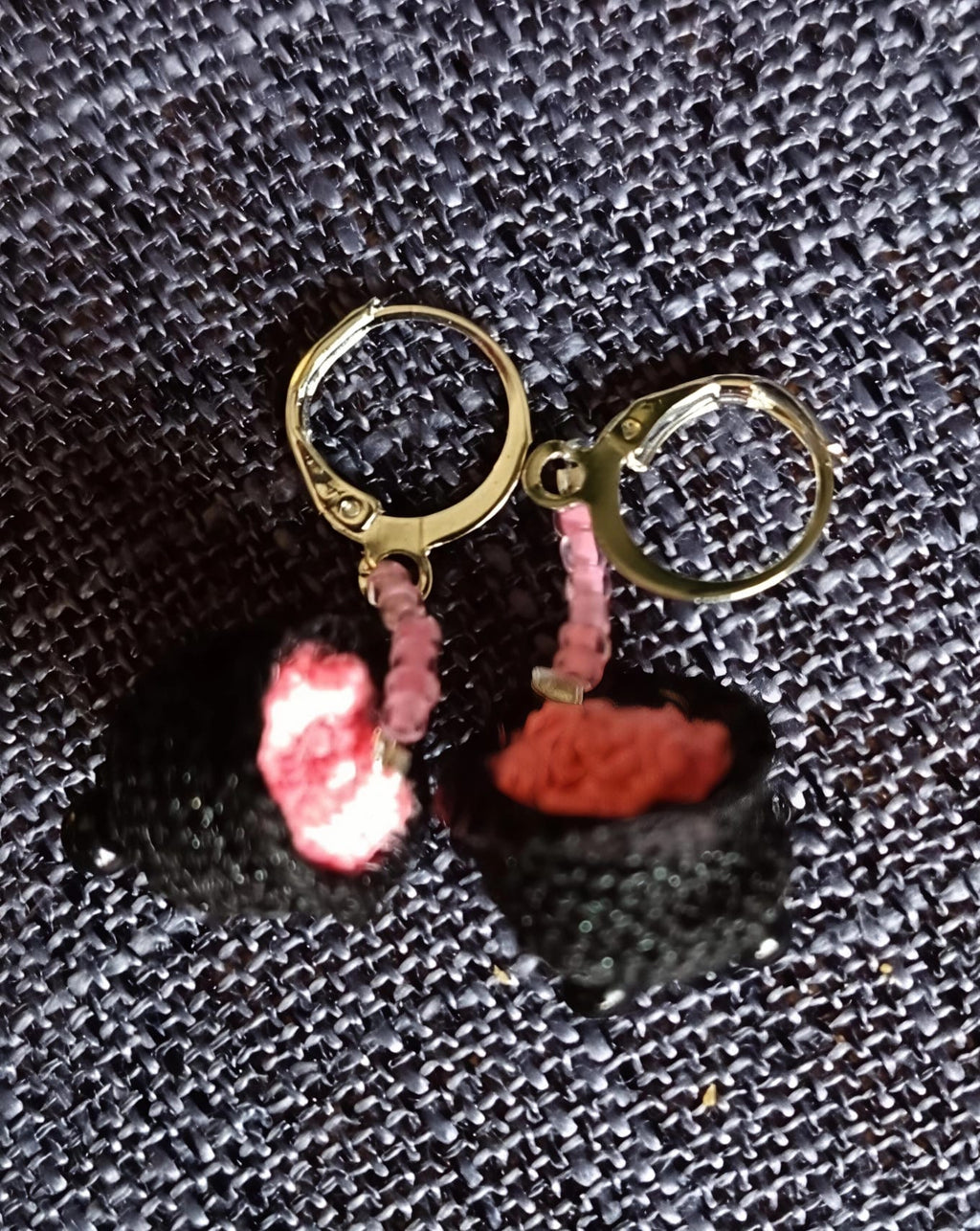 Pink Bubbling Cauldron Earrings - Handmade Crochet Witchy Dangle Earrings