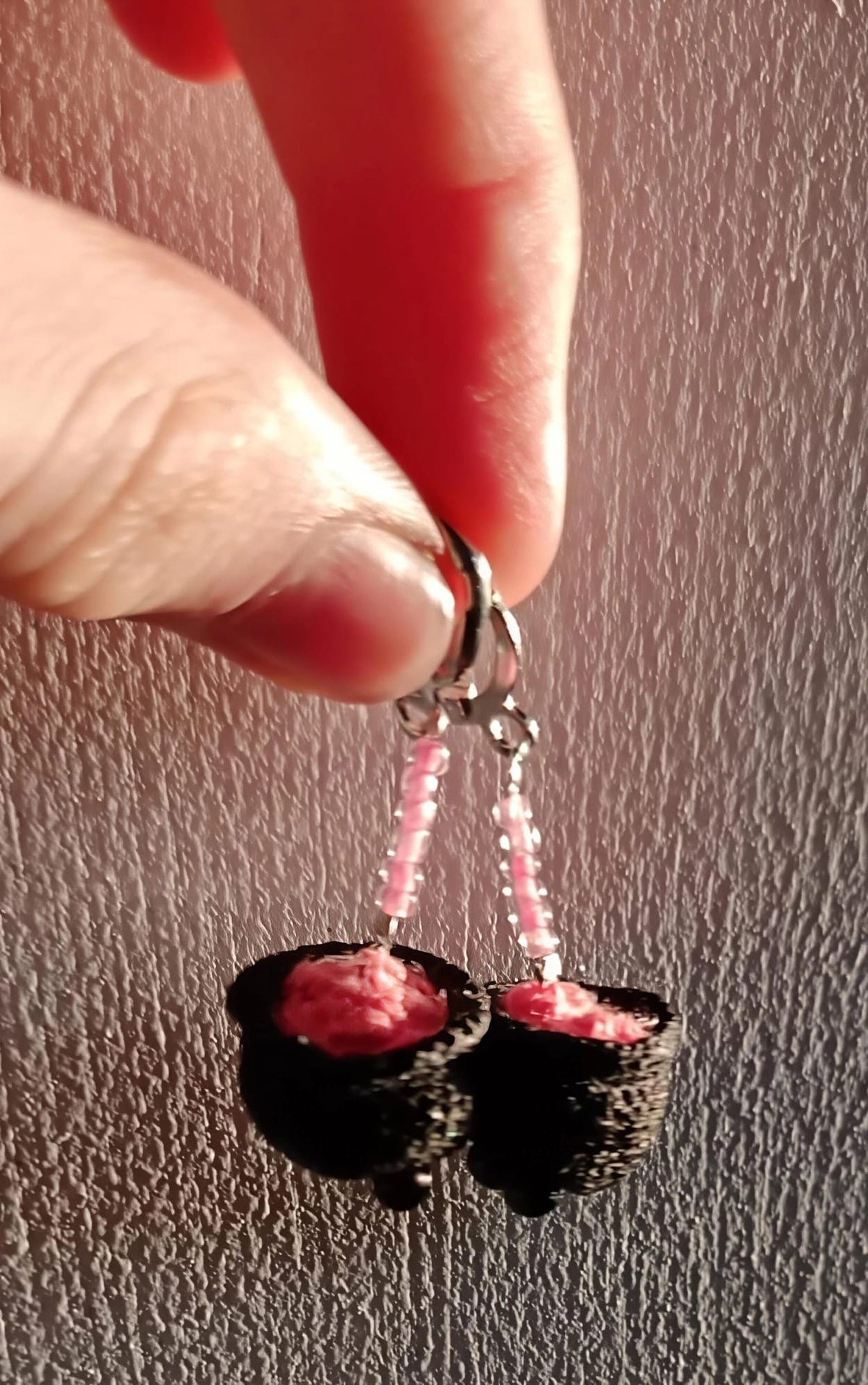 Pink Bubbling Cauldron Earrings - Handmade Crochet Witchy Dangle Earrings