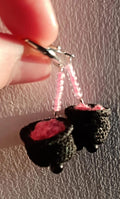 Pink Bubbling Cauldron Earrings - Handmade Crochet Witchy Dangle Earrings