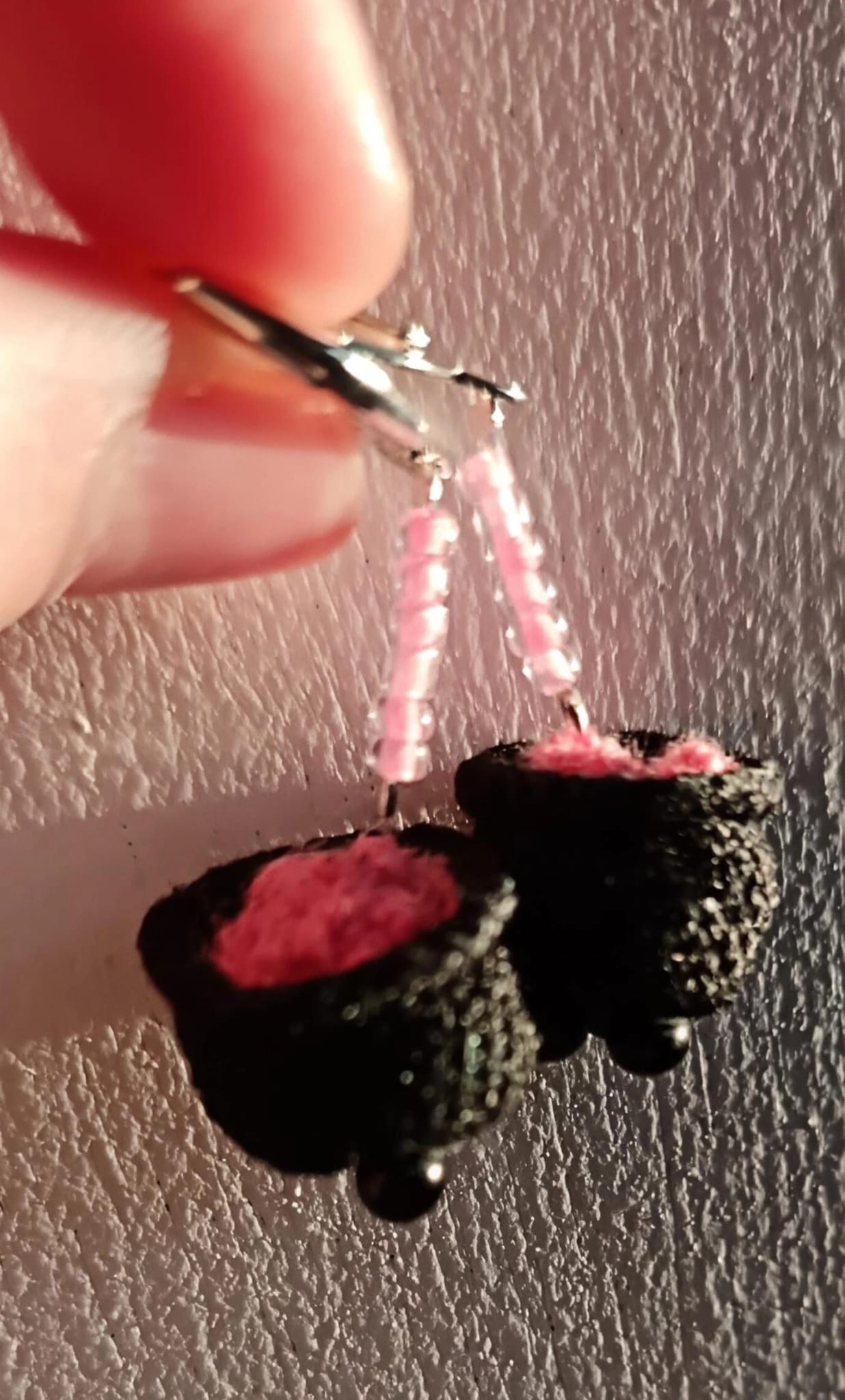 Pink Bubbling Cauldron Earrings - Handmade Crochet Witchy Dangle Earrings