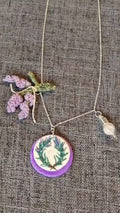 Practical Magic Luck Necklace — Micro Crochet Lavender, Pink Salt Vial &amp; Hand-Sculpted Rosemary Pendant